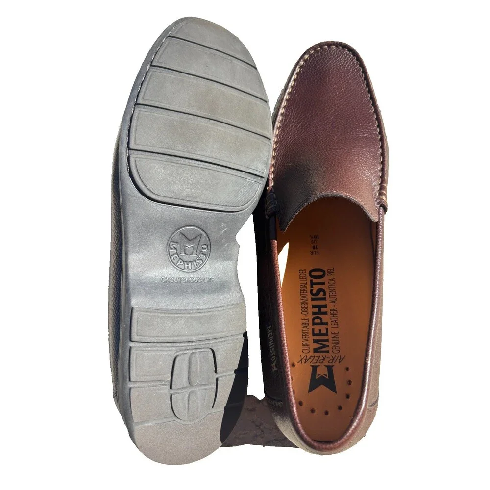 Mephisto Henri Brown Pebbled Leather Slip-On Loafer Moccasin Men's US 10.5
